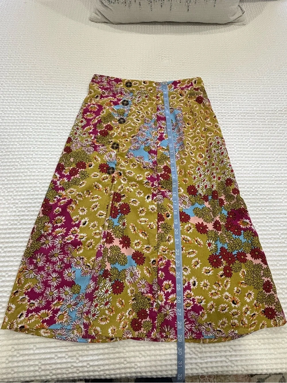 Floral A-Line Midi Skirt with Side Slit
